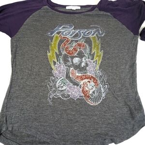 POISON Flesh & Blood 1990 Tour Repro Concert Tee Snake and Skull Graphics Medium